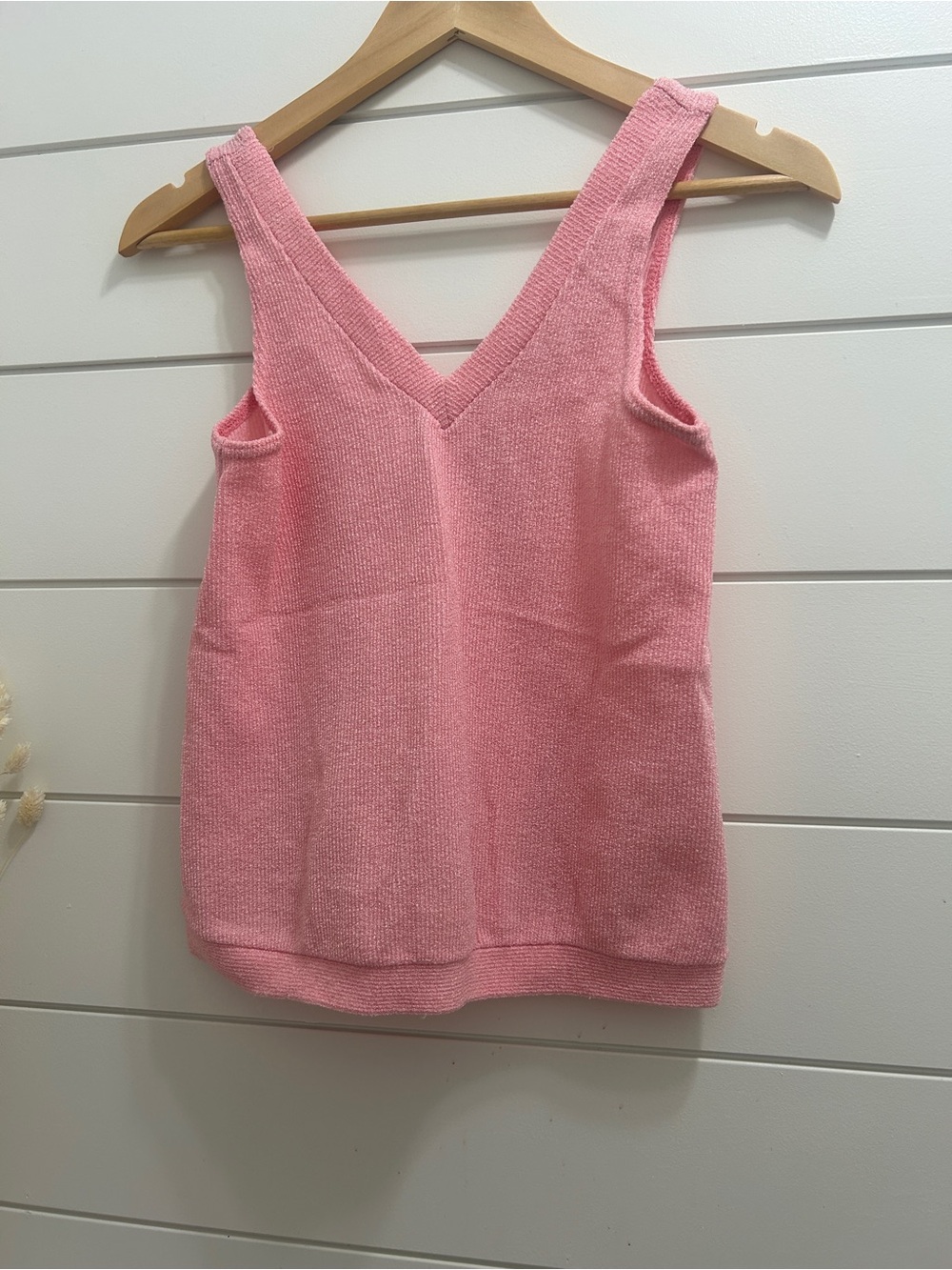 Vintage 1980s Pink Textured V-Neck Top